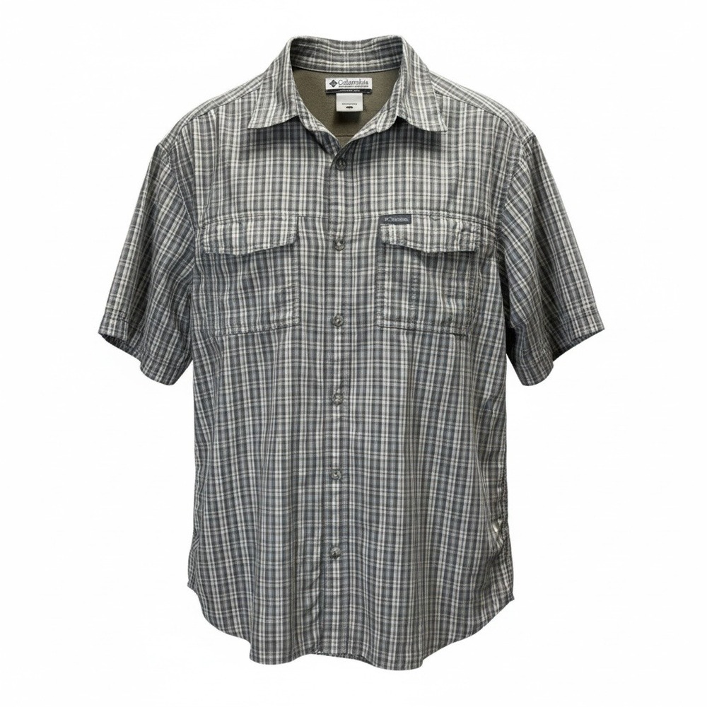 Columbia‎ PFG Omni Shade Fishing Shirt Mens Large Plaid Vented Outdoor Hiking
